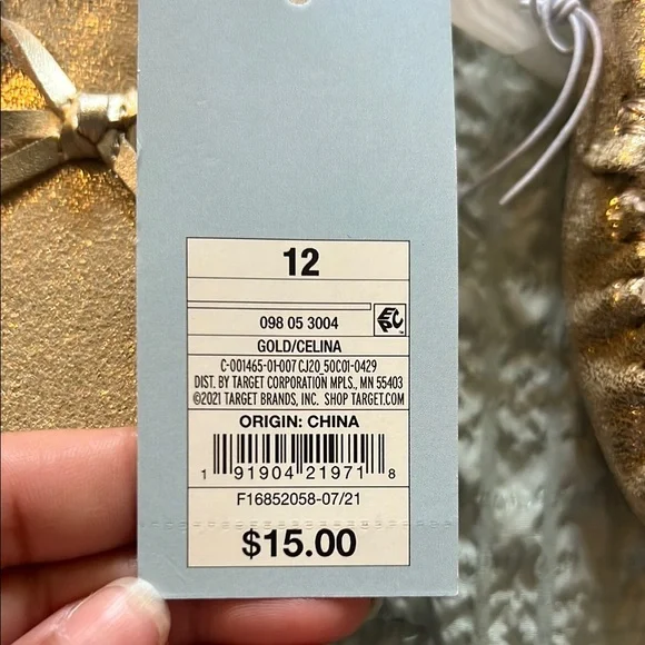 Cat & Jack Girls Shimmering Gold Moccasin Slipper Size 12 NWT - Picture 3 of 4